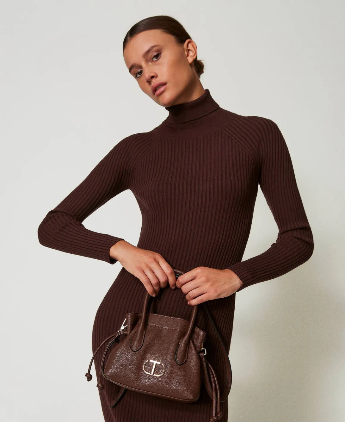 TWINSET Milano Borsa A Tracolla Con Oval T E Coulisse | Borse A Mano | Borse A Spalla