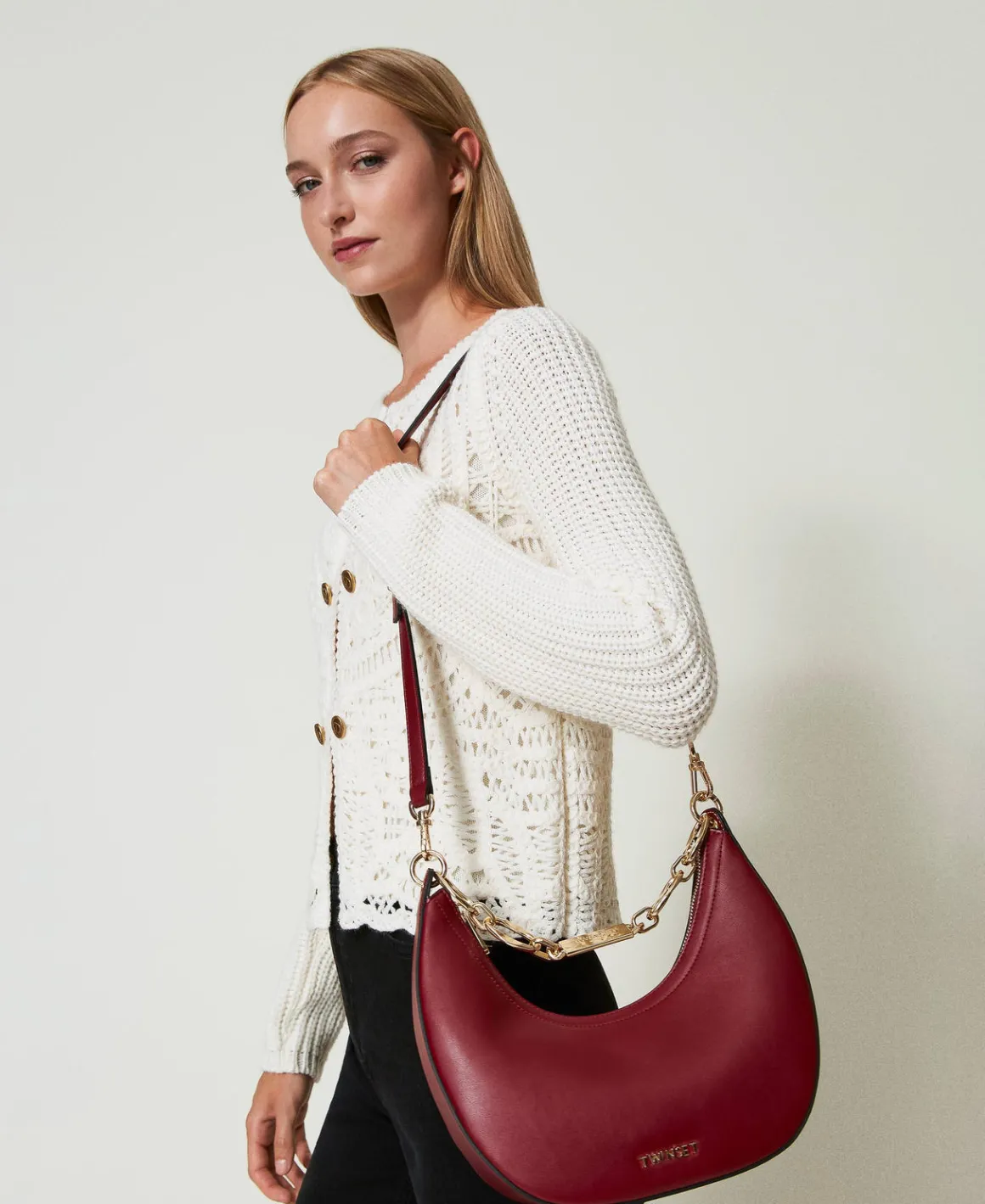 TWINSET Milano Borsa A Tracolla ‘Miss Twinset’ Con Catena Logo | Borse Hobo | Borse A Spalla