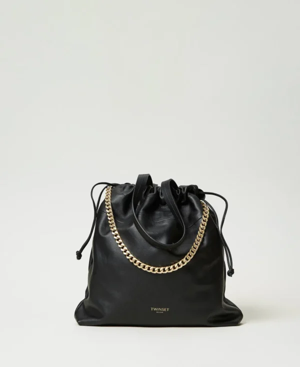 TWINSET Milano Borsa Shopper Grande In Pelle Con Coulisse | Borse Shopping | Borse A Mano