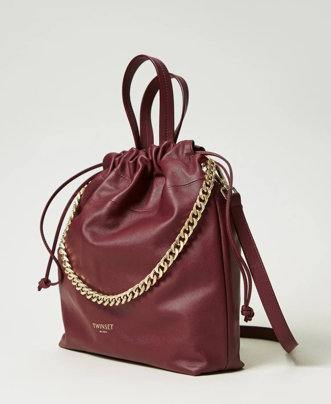 TWINSET Milano Borsa Shopper Media In Pelle Con Coulisse | Borse Shopping | Borse A Mano