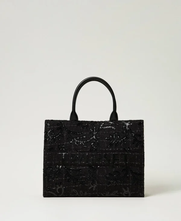 TWINSET Milano Borsa Shopper 'Victoria' Con Ricamo E Logo | Borse Shopping | Borse A Mano