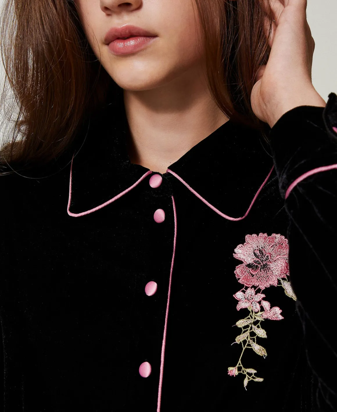 TWINSET Milano Camicia Da Notte In Velluto Con Ricamo | Intimo E Nightwear