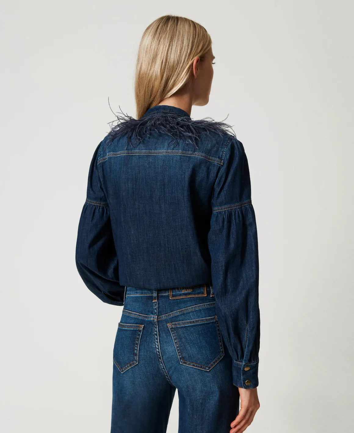 TWINSET Milano Camicia In Jeans Con Piume | Bluse E Camicie
