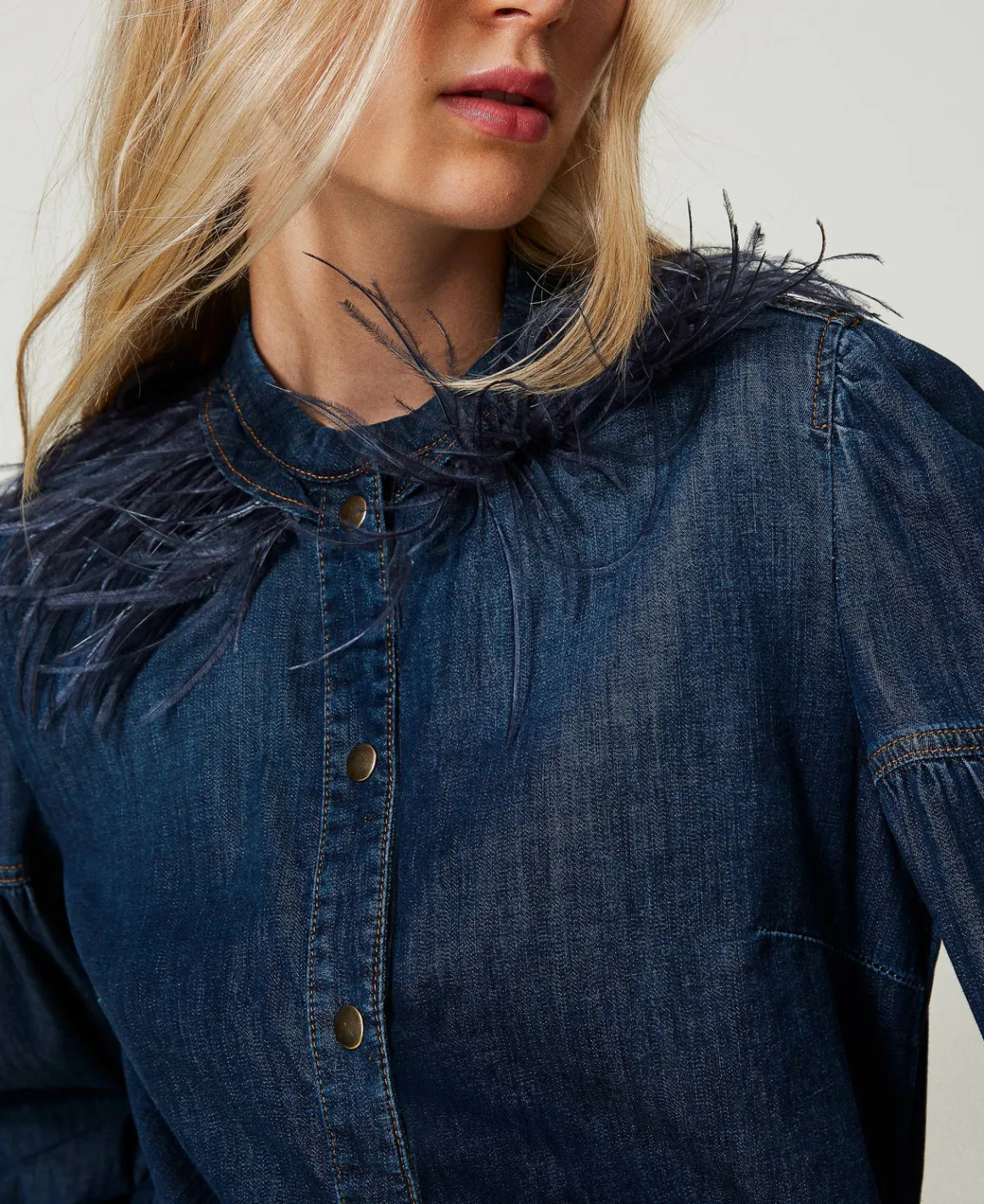 TWINSET Milano Camicia In Jeans Con Piume | Bluse E Camicie
