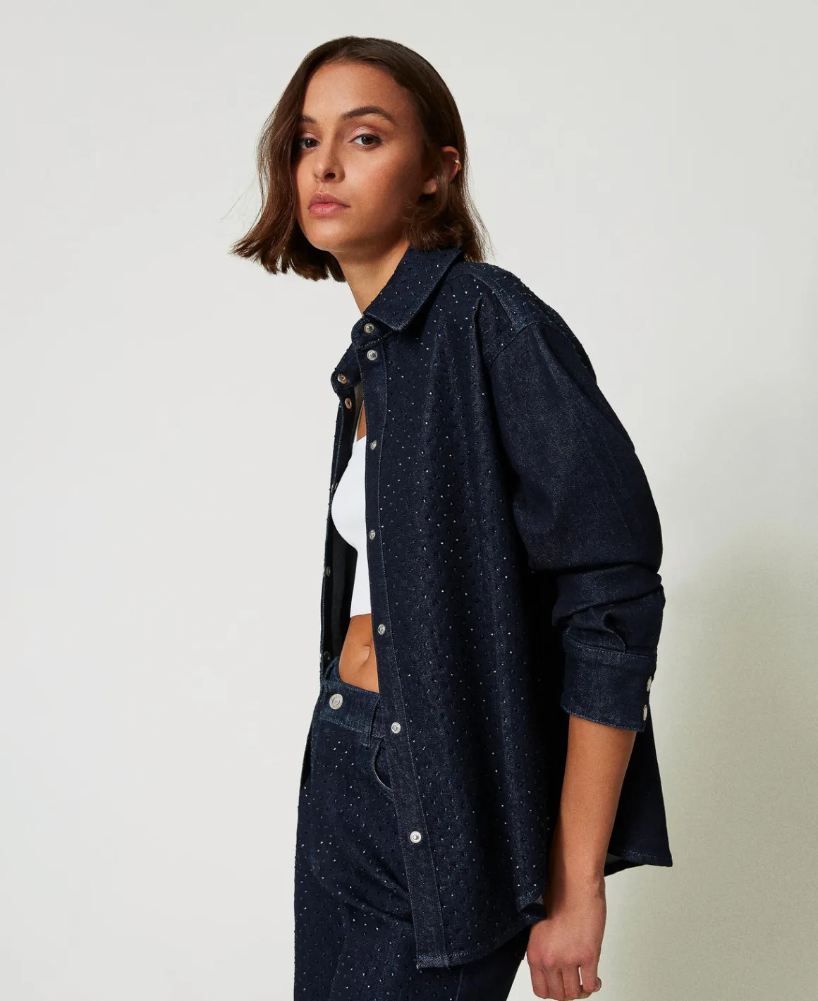 TWINSET Milano Camicia In Jeans Con Strass | Bluse E Camicie