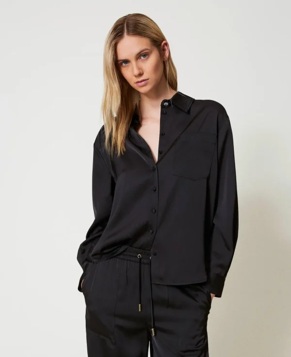 TWINSET Milano Camicia In Raso Con Bottone Gioiello | Bluse E Camicie