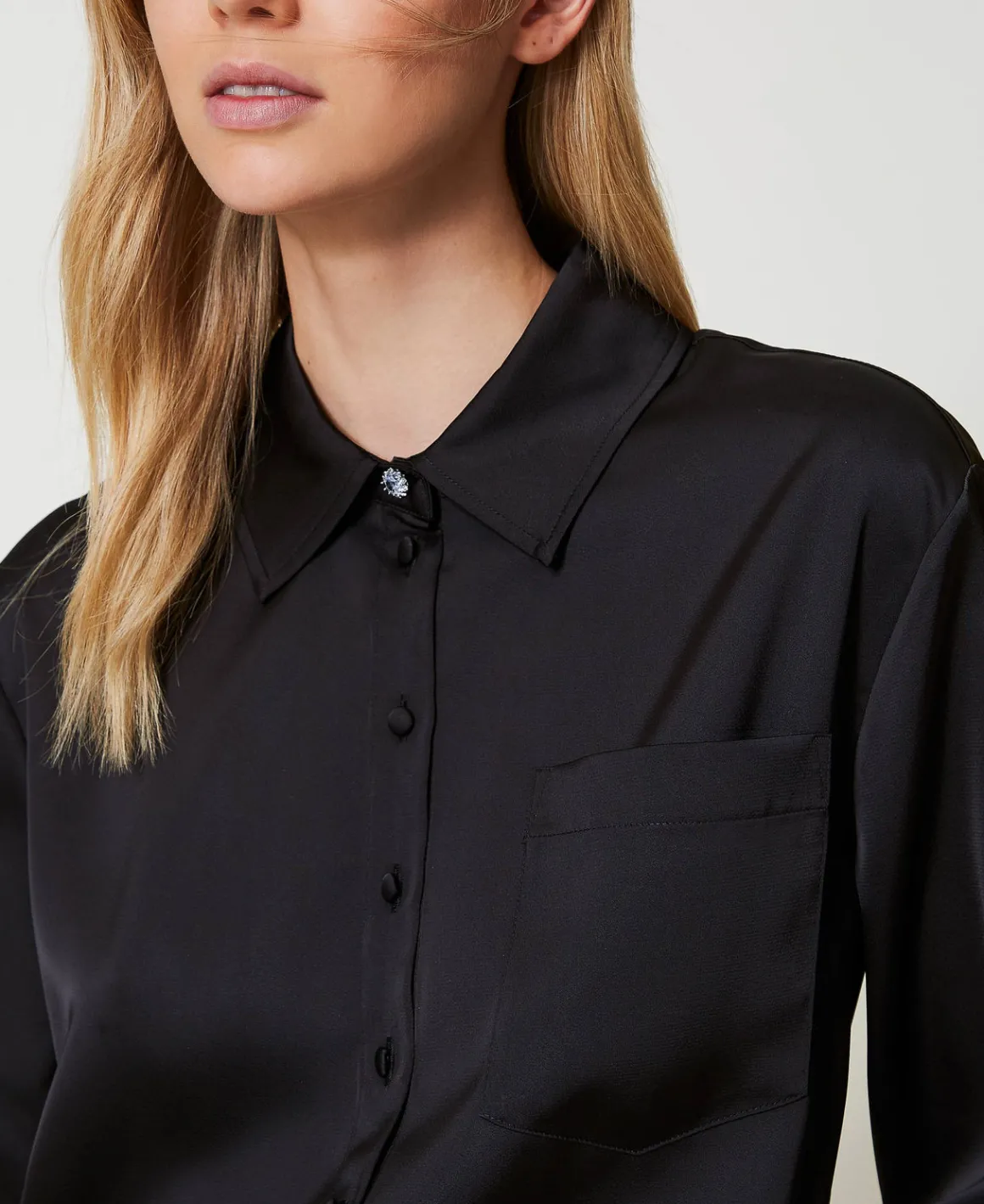 TWINSET Milano Camicia In Raso Con Bottone Gioiello | Bluse E Camicie