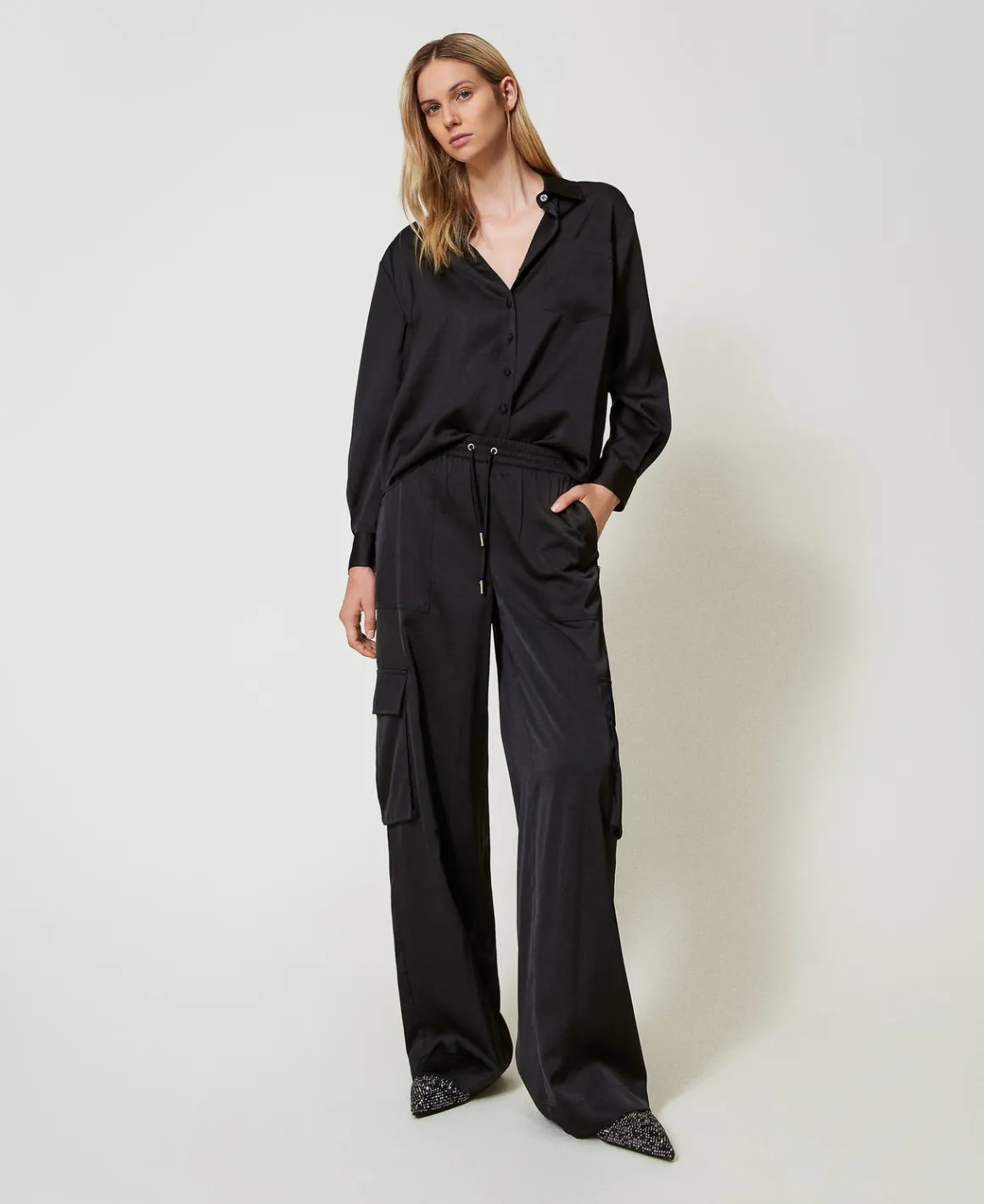 TWINSET Milano Camicia In Raso Con Bottone Gioiello | Bluse E Camicie