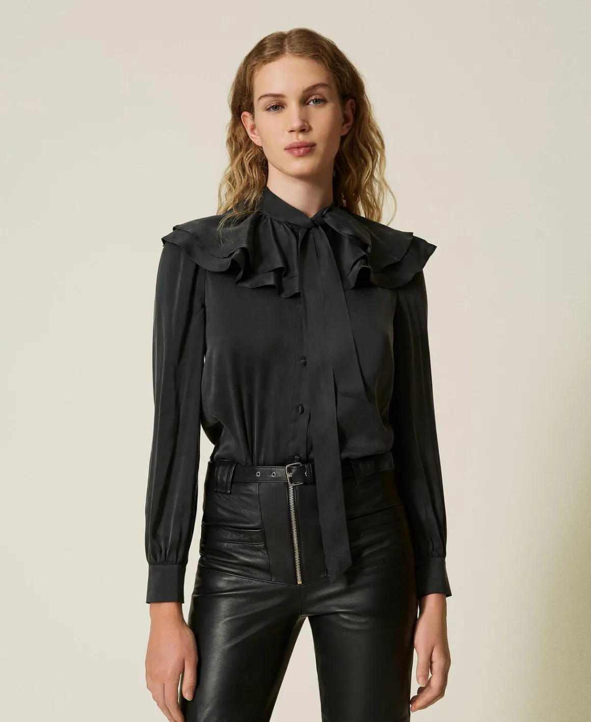 TWINSET Milano Camicia In Raso Di Seta Con Volant | Bluse E Camicie