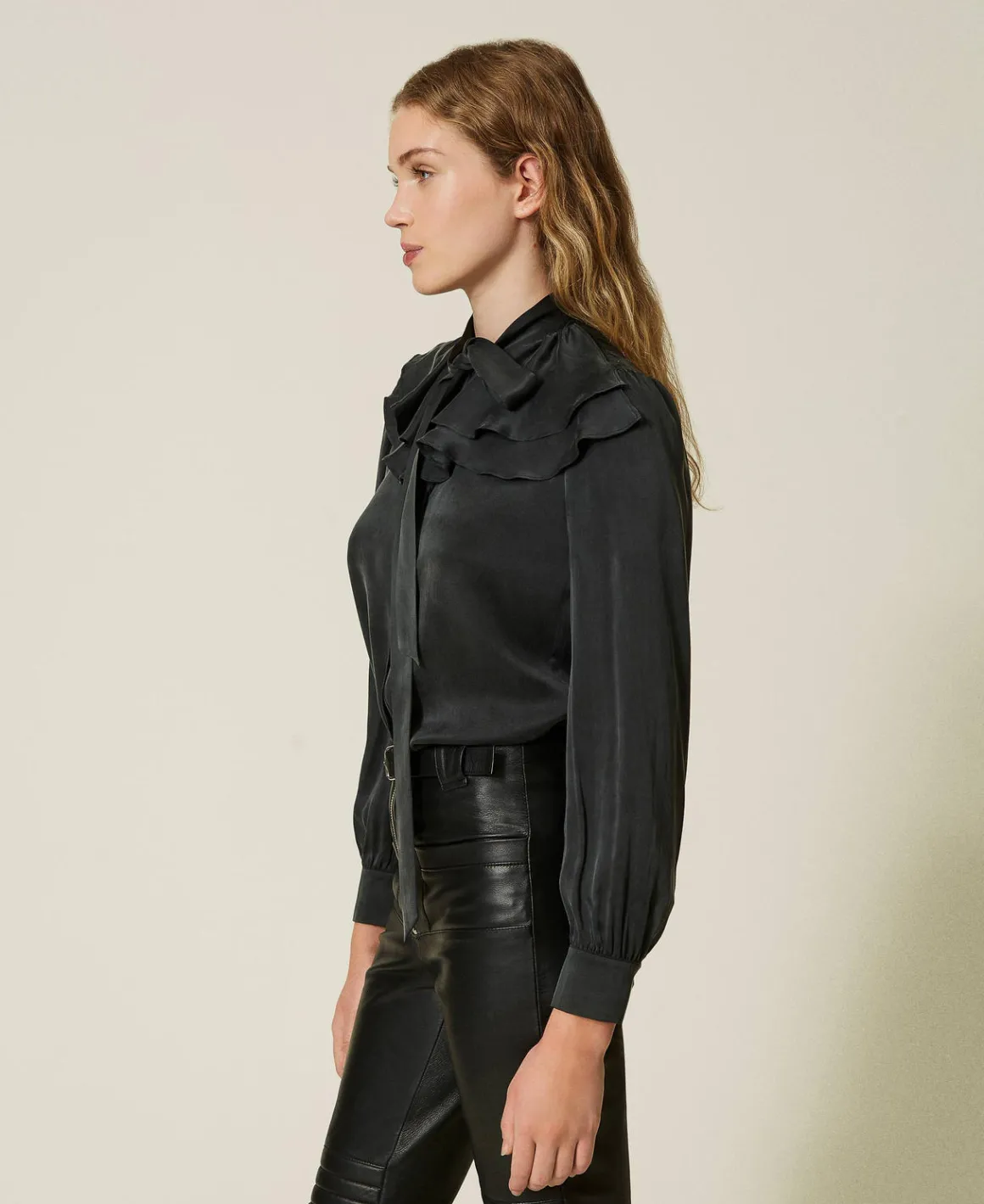 TWINSET Milano Camicia In Raso Di Seta Con Volant | Bluse E Camicie