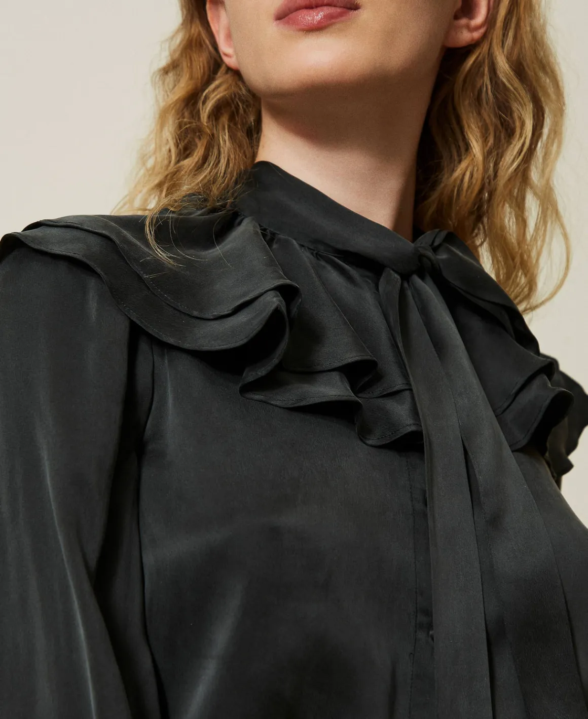 TWINSET Milano Camicia In Raso Di Seta Con Volant | Bluse E Camicie