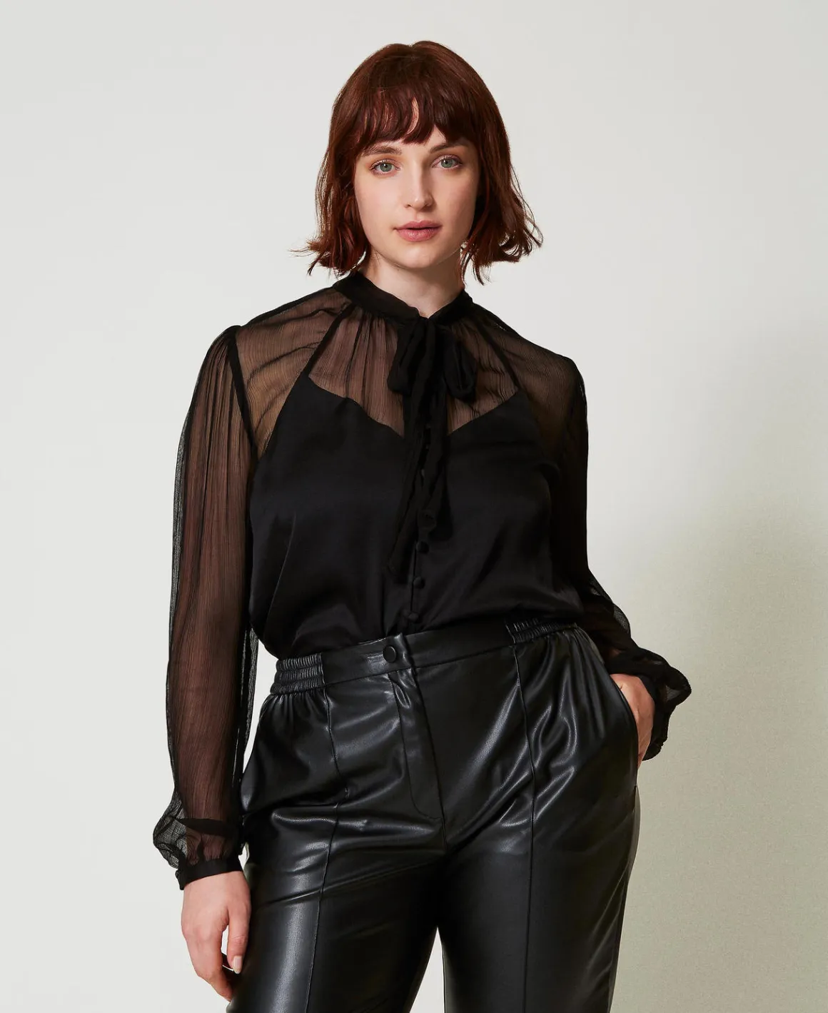 TWINSET Milano Camicia In Raso E Chiffon | Bluse E Camicie