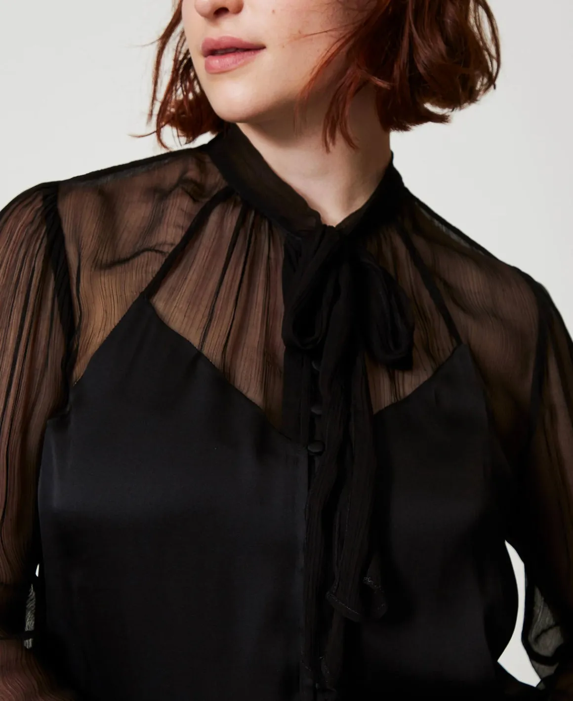 TWINSET Milano Camicia In Raso E Chiffon | Bluse E Camicie