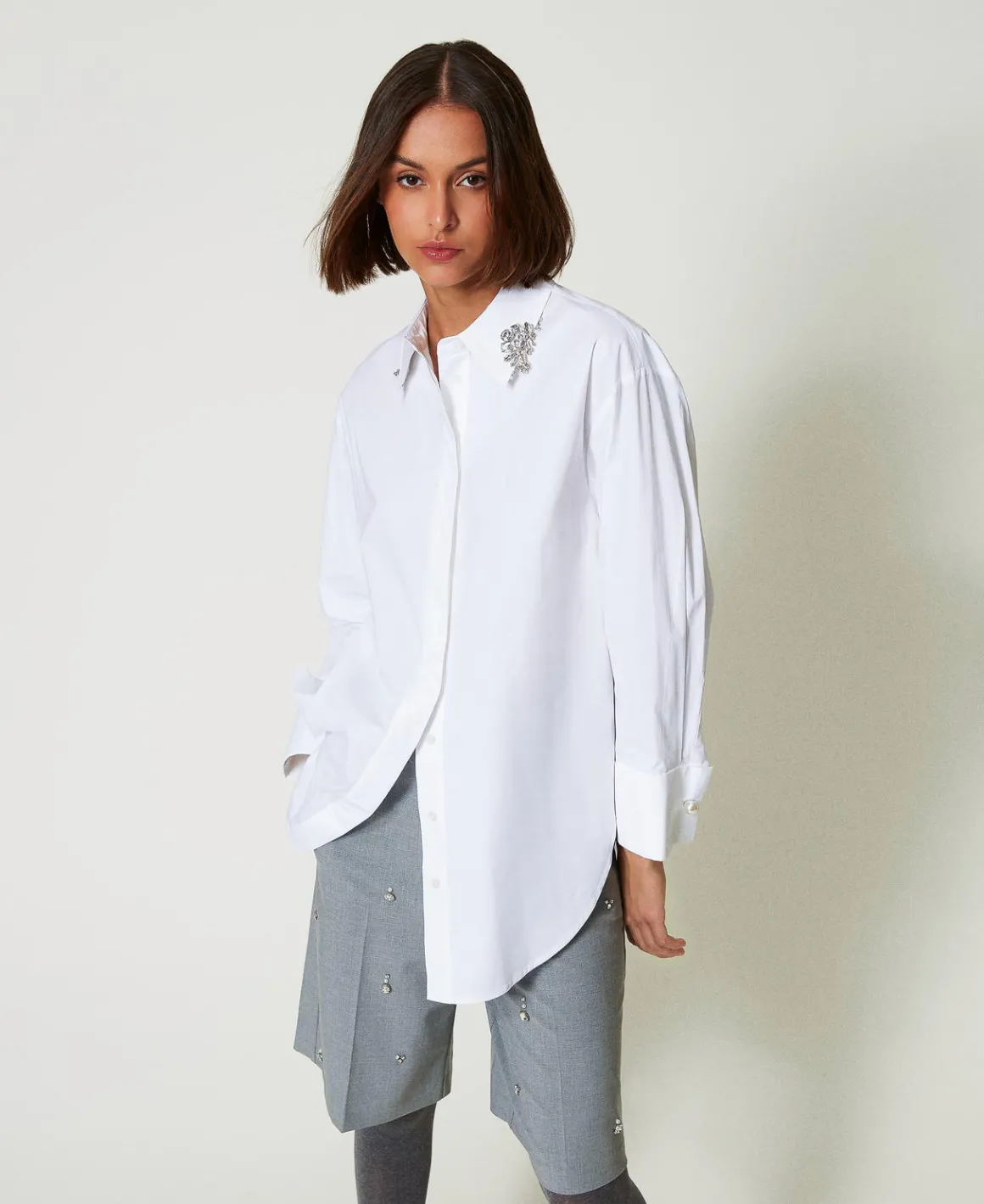 TWINSET Milano Camicia Over In Popeline Con Ricami | Bluse E Camicie