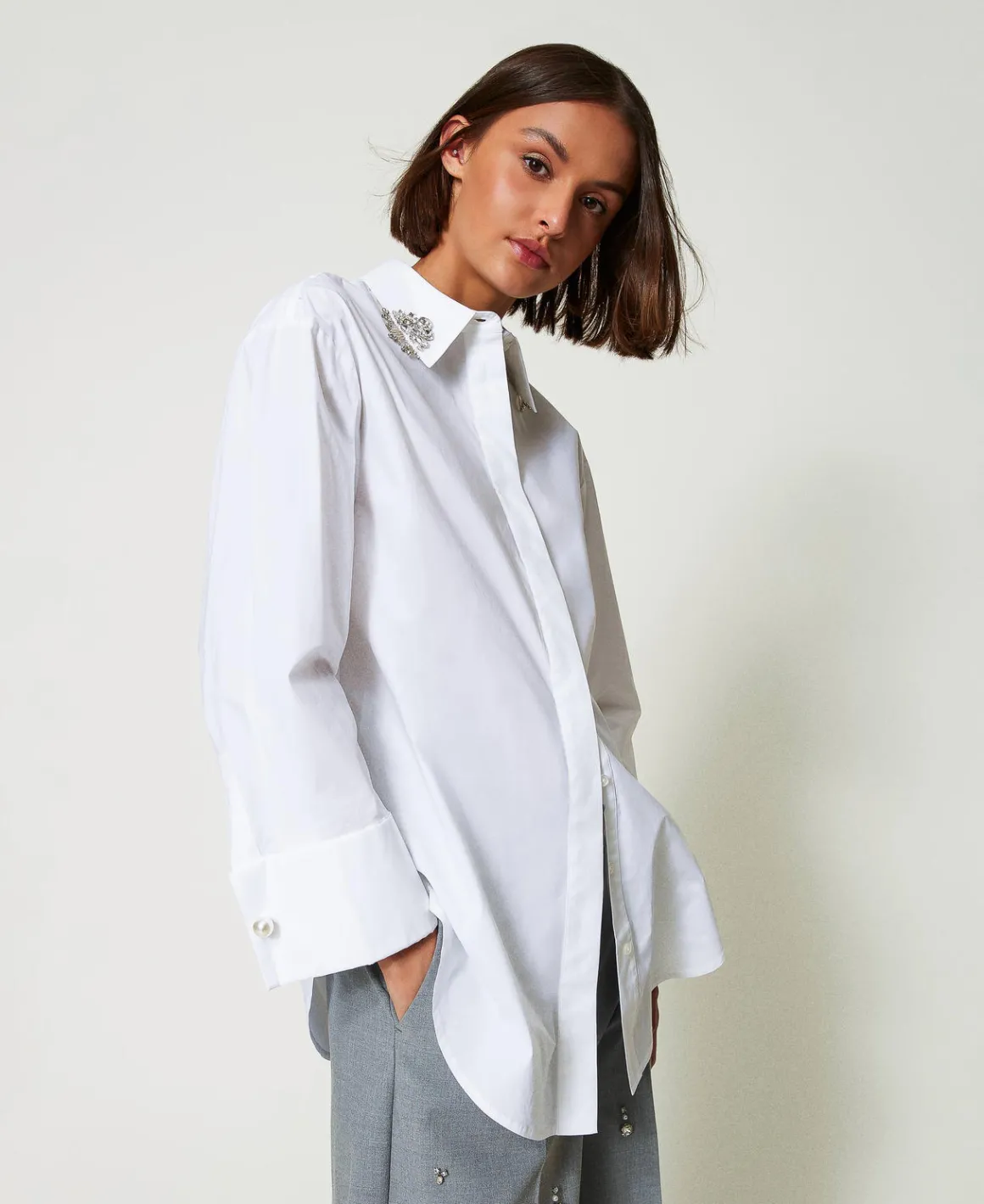 TWINSET Milano Camicia Over In Popeline Con Ricami | Bluse E Camicie