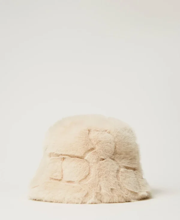 TWINSET Milano Cappello Bucket In Faux Fur Con Logo | Cappelli
