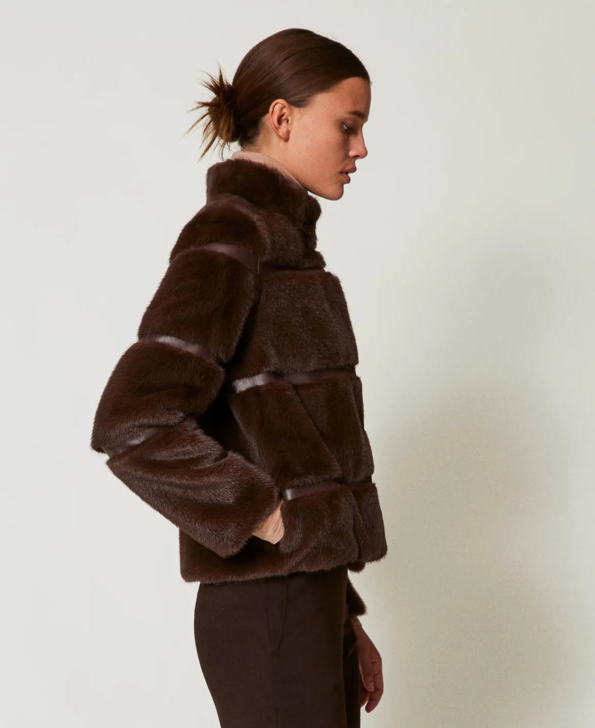 TWINSET Milano Cappotto Corto In Faux Fur Con Intarsi | Cappotti E Trench