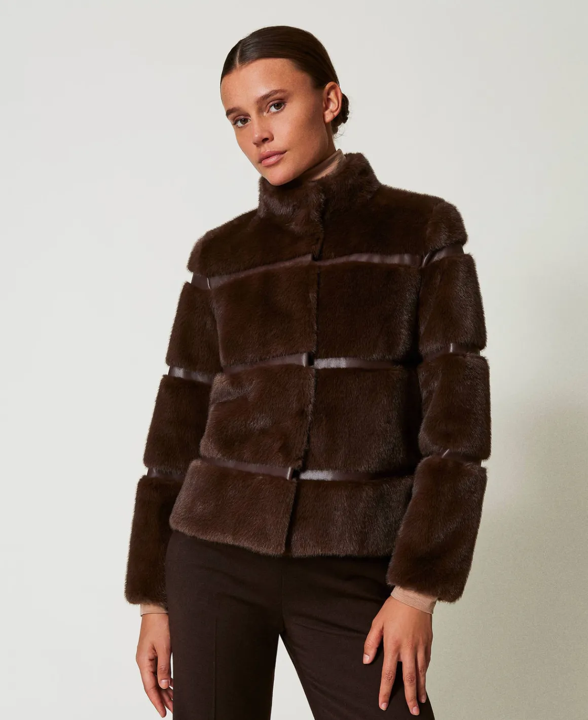TWINSET Milano Cappotto Corto In Faux Fur Con Intarsi | Cappotti E Trench