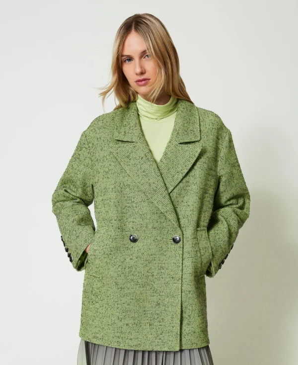 TWINSET Milano Cappotto Corto Spinato Bicolore | Cappotti E Trench