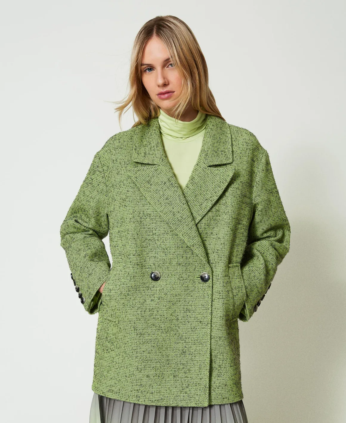 TWINSET Milano Cappotto Corto Spinato Bicolore | Cappotti E Trench