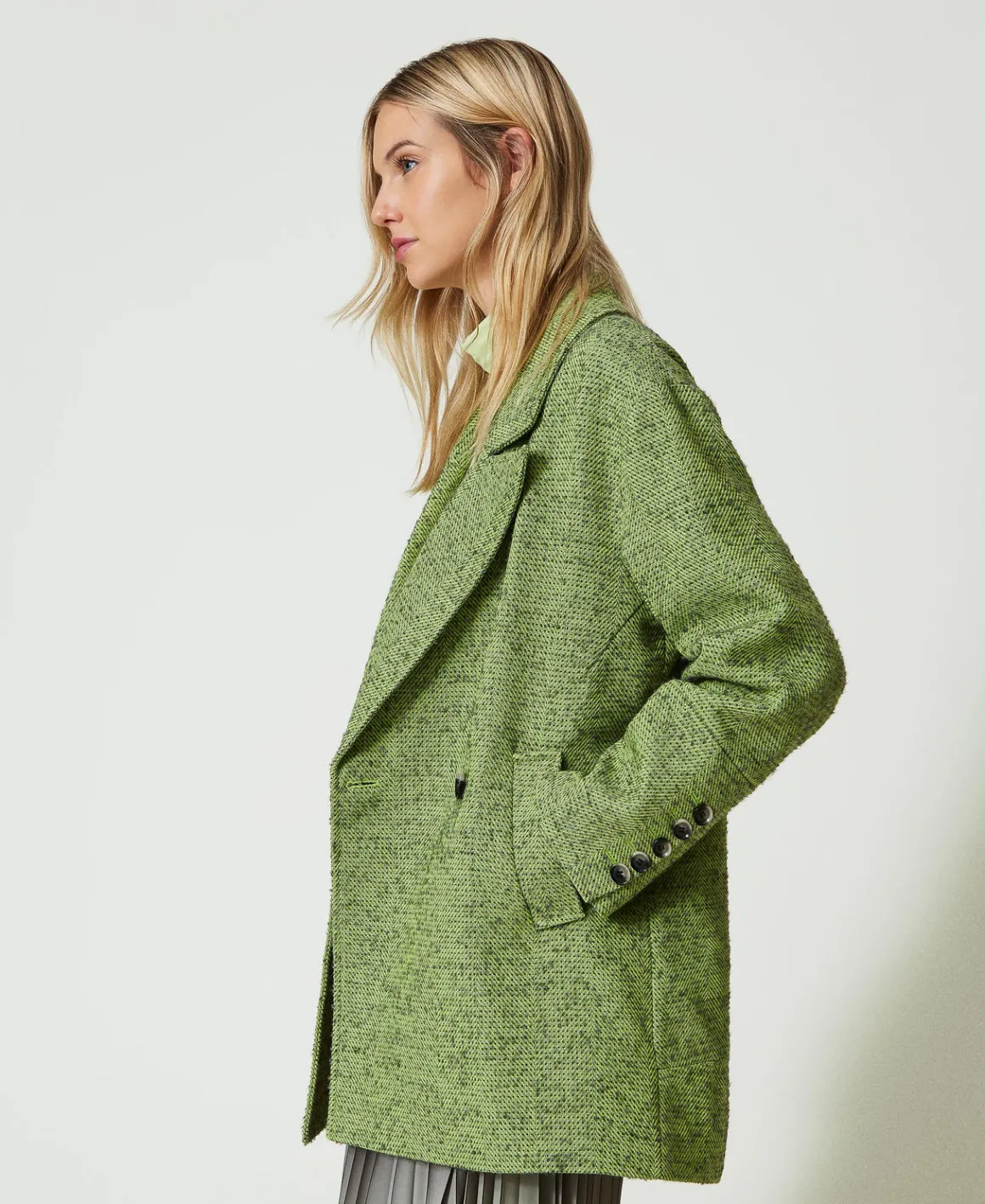 TWINSET Milano Cappotto Corto Spinato Bicolore | Cappotti E Trench