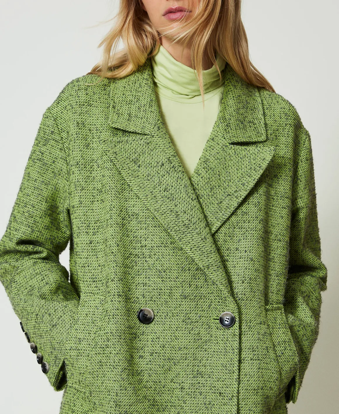 TWINSET Milano Cappotto Corto Spinato Bicolore | Cappotti E Trench