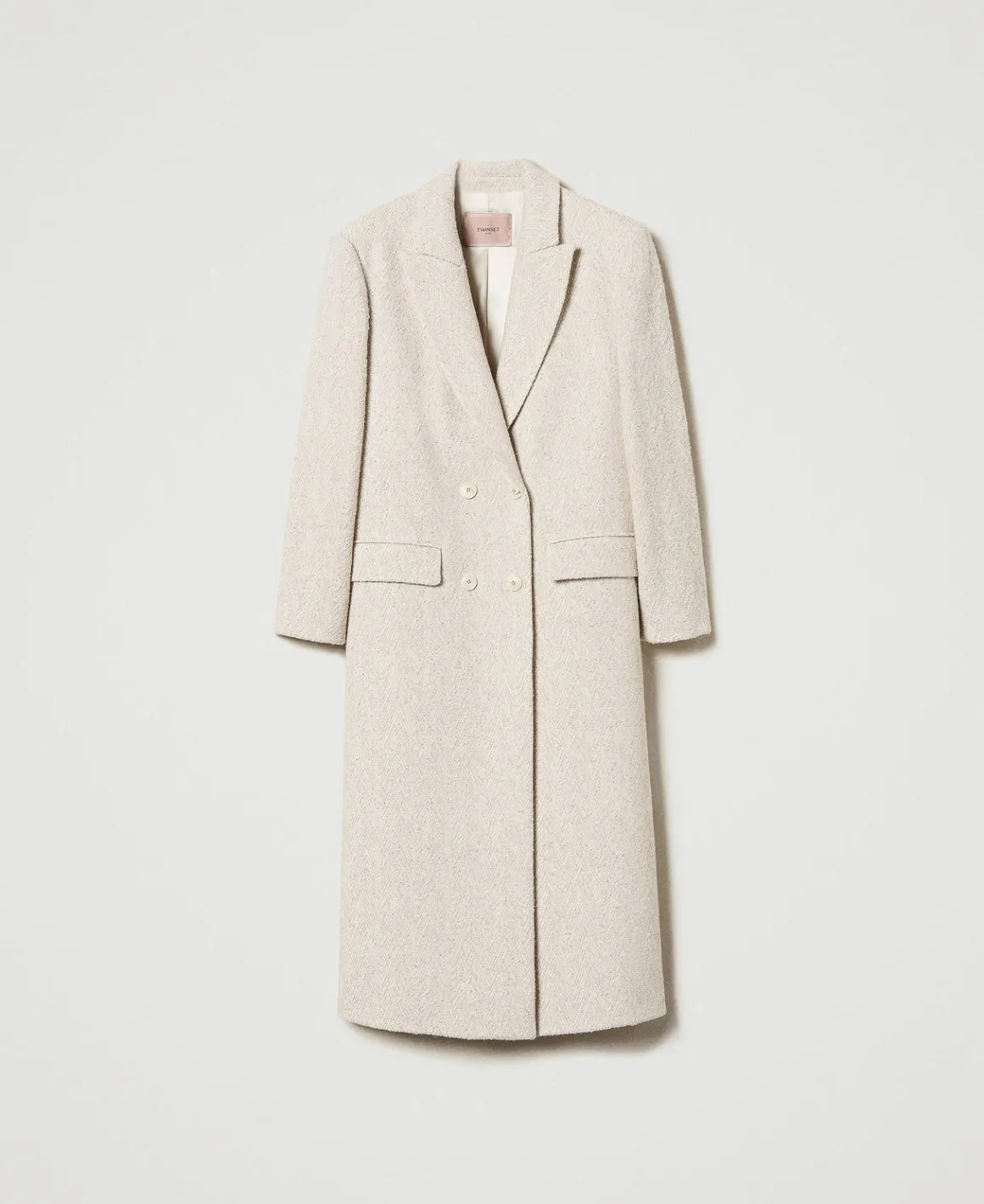 TWINSET Milano Cappotto Doppiopetto In Herringbone Misto Lana | Cappotti E Trench