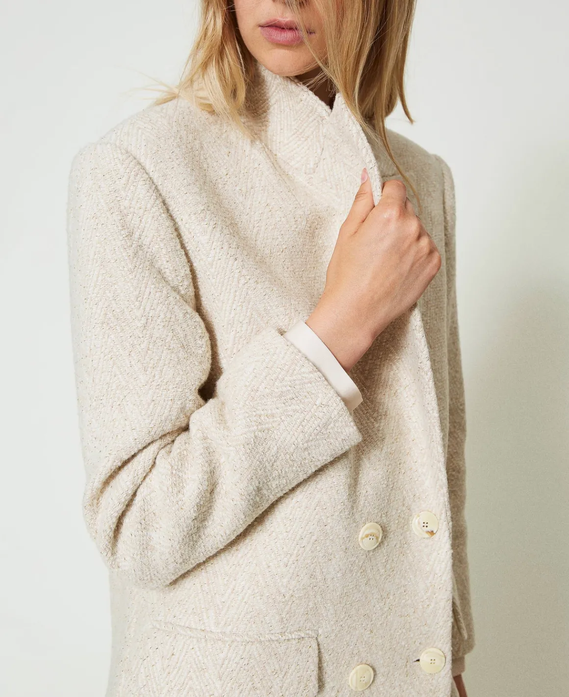 TWINSET Milano Cappotto Doppiopetto In Herringbone Misto Lana | Cappotti E Trench