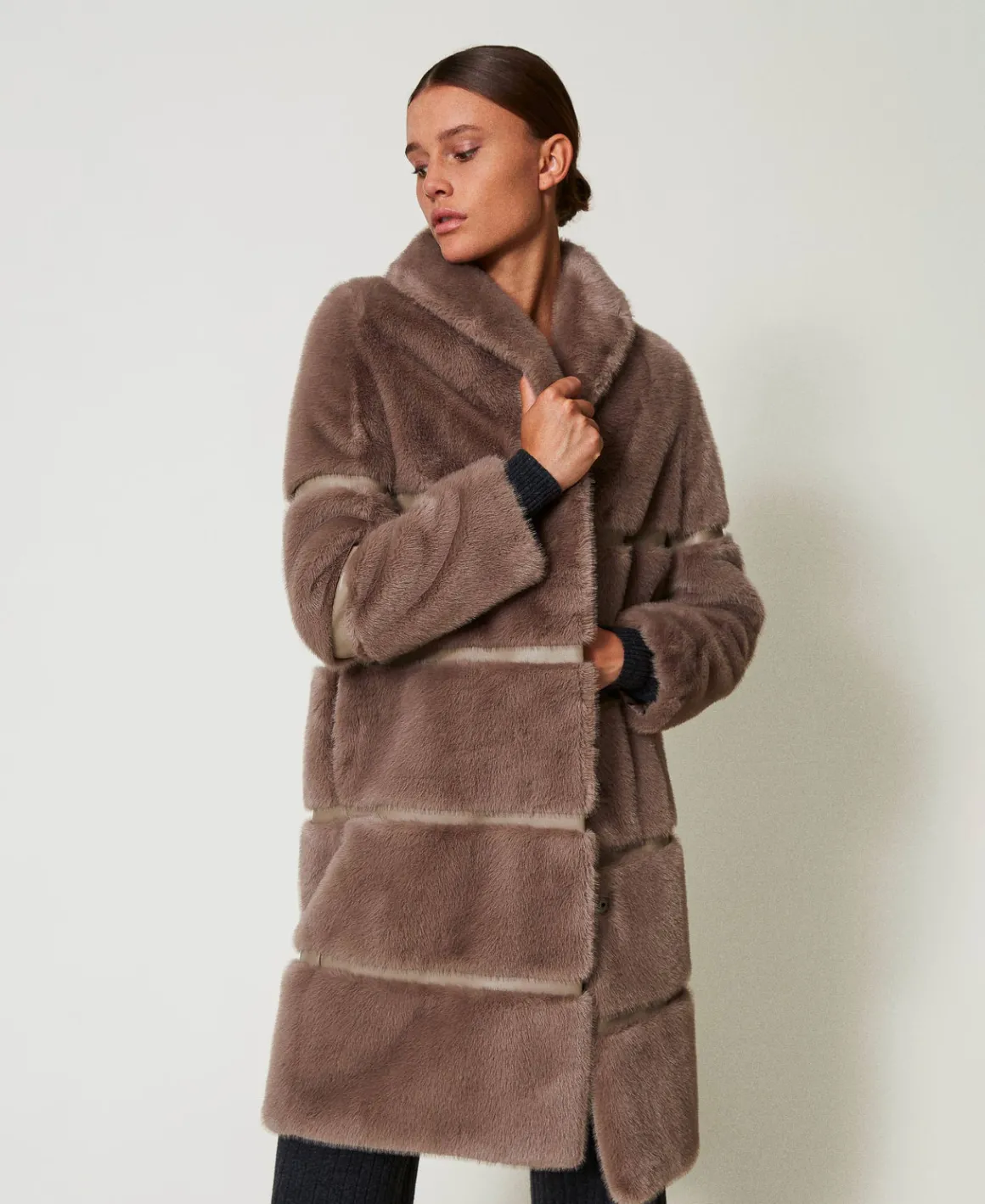 TWINSET Milano Cappotto In Faux Fur Con Intarsi | Cappotti E Trench
