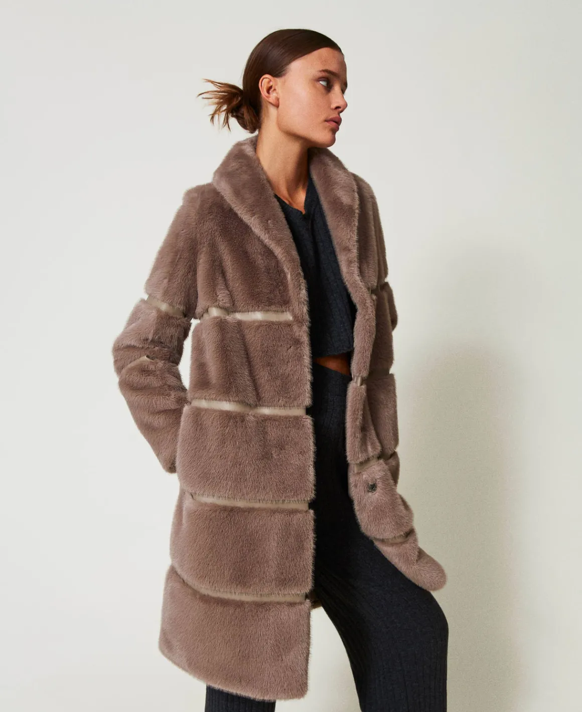 TWINSET Milano Cappotto In Faux Fur Con Intarsi | Cappotti E Trench