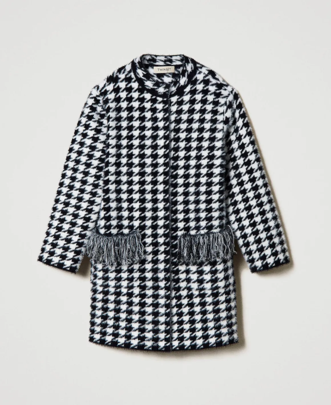 TWINSET Milano Cappotto In Maglia Jacquard Pied De Poule | Giacche E Capispalla