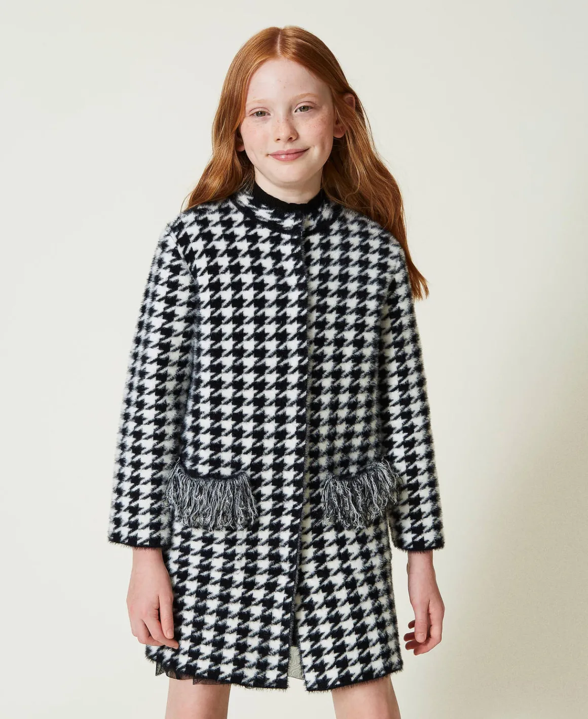 TWINSET Milano Cappotto In Maglia Jacquard Pied De Poule | Giacche E Capispalla