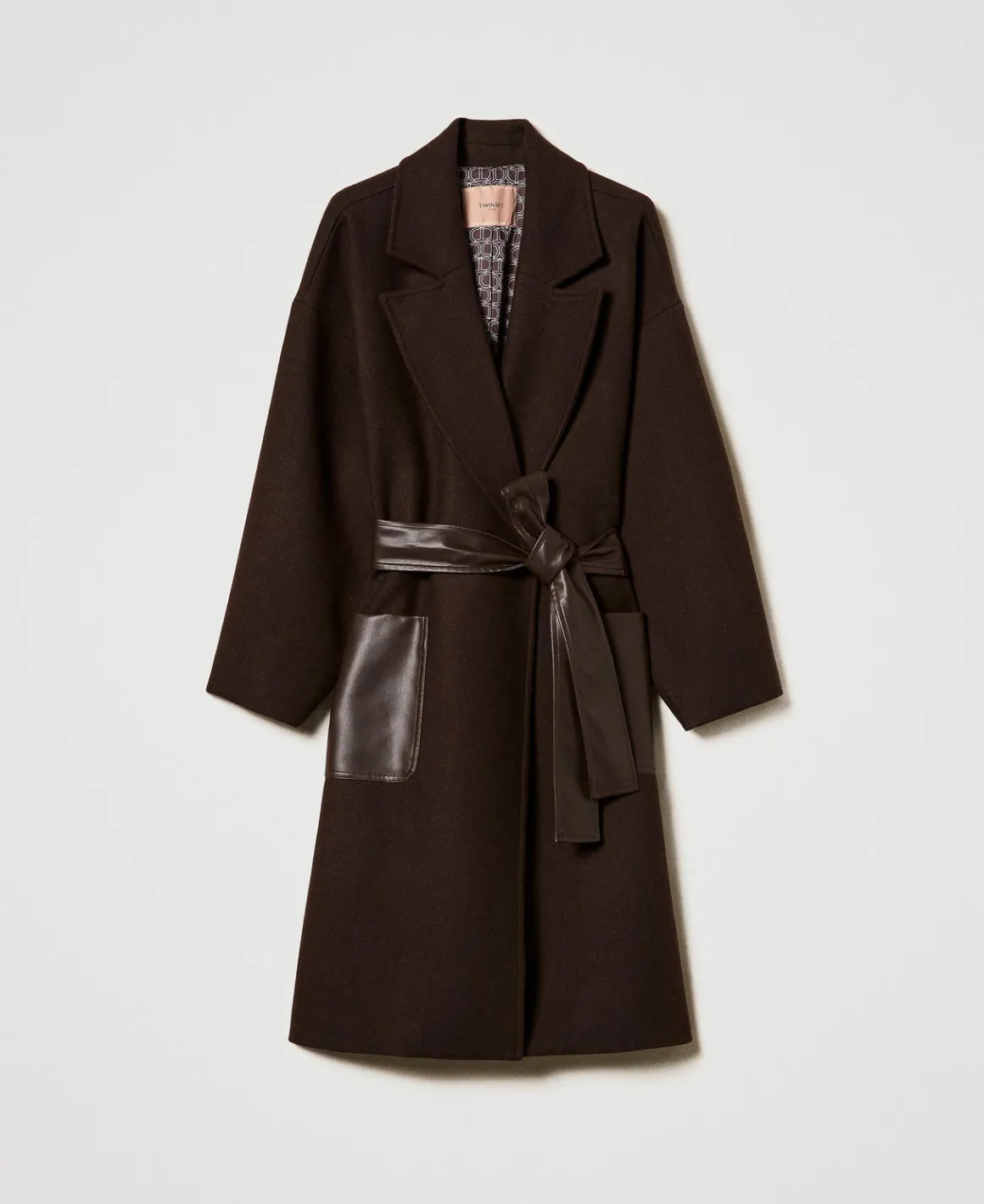 TWINSET Milano Cappotto In Misto Lana Con Tasche Effetto Pelle | Cappotti E Trench