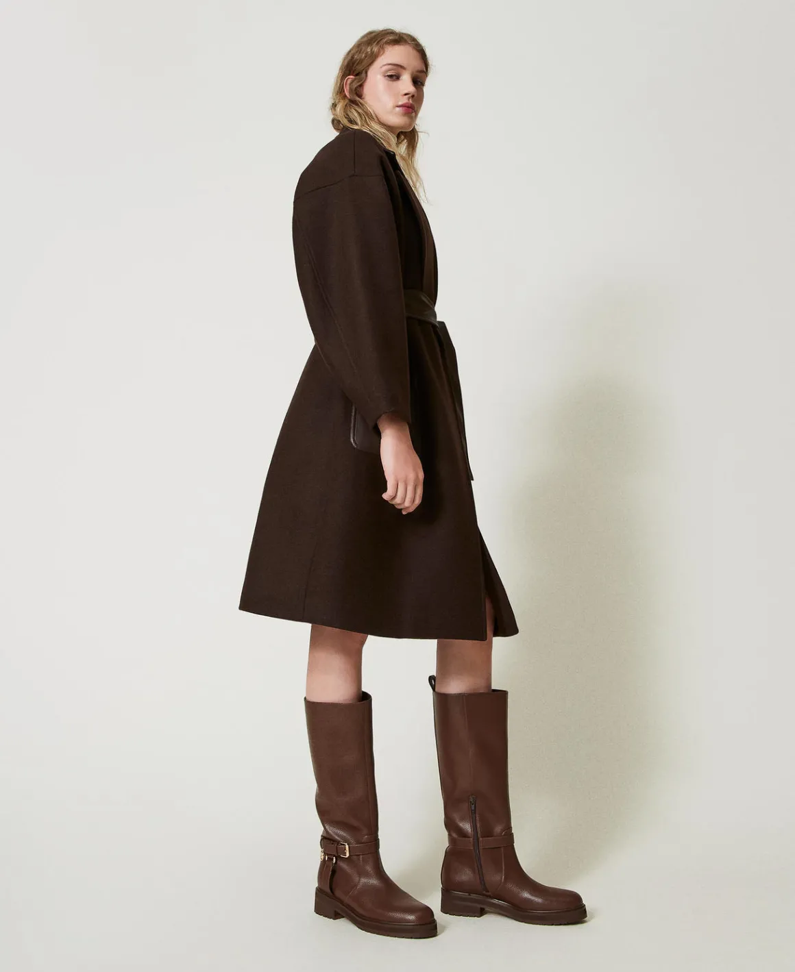 TWINSET Milano Cappotto In Misto Lana Con Tasche Effetto Pelle | Cappotti E Trench