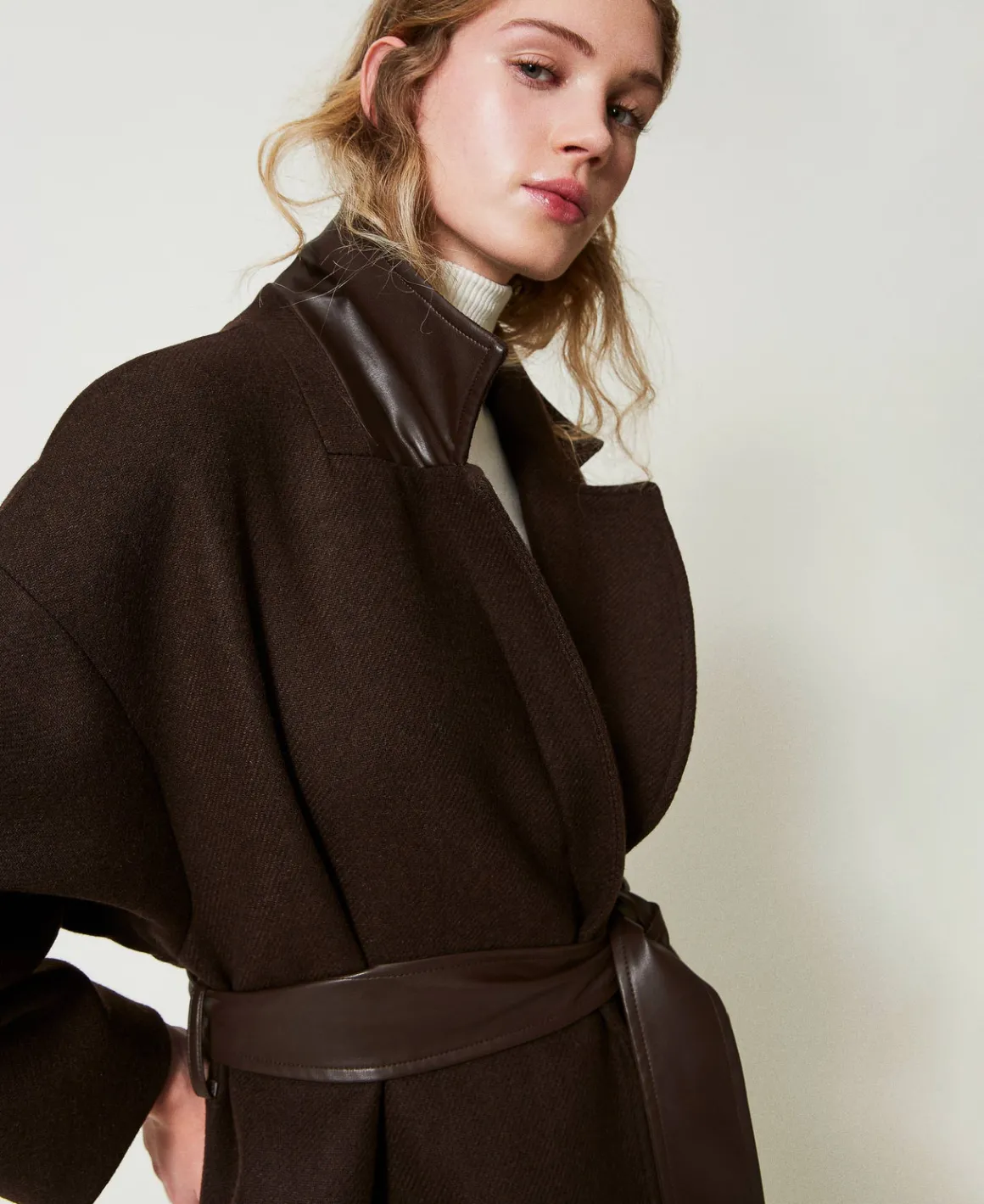 TWINSET Milano Cappotto In Misto Lana Con Tasche Effetto Pelle | Cappotti E Trench