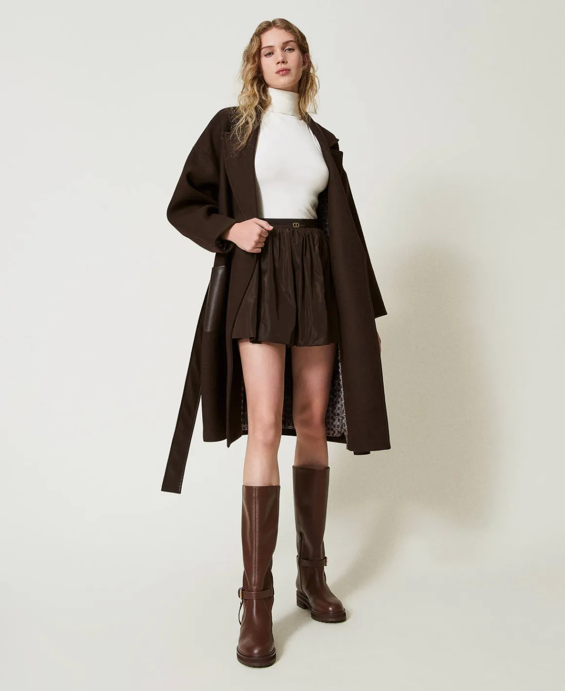 TWINSET Milano Cappotto In Misto Lana Con Tasche Effetto Pelle | Cappotti E Trench