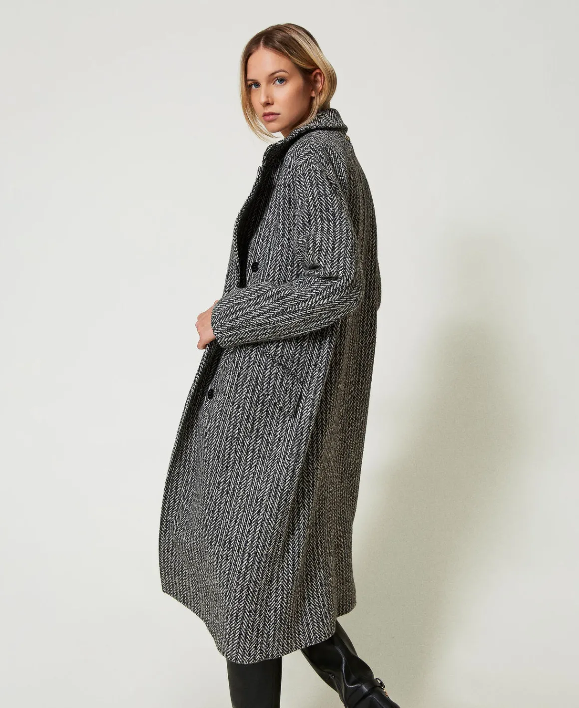 TWINSET Milano Cappotto In Misto Lana Gessato | Cappotti E Trench