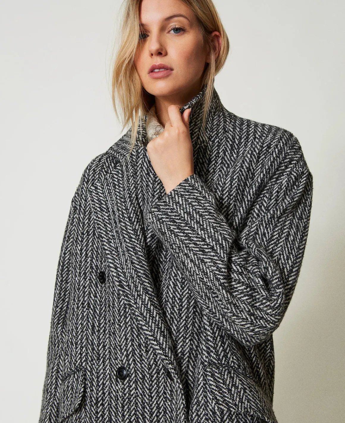 TWINSET Milano Cappotto In Misto Lana Gessato | Cappotti E Trench
