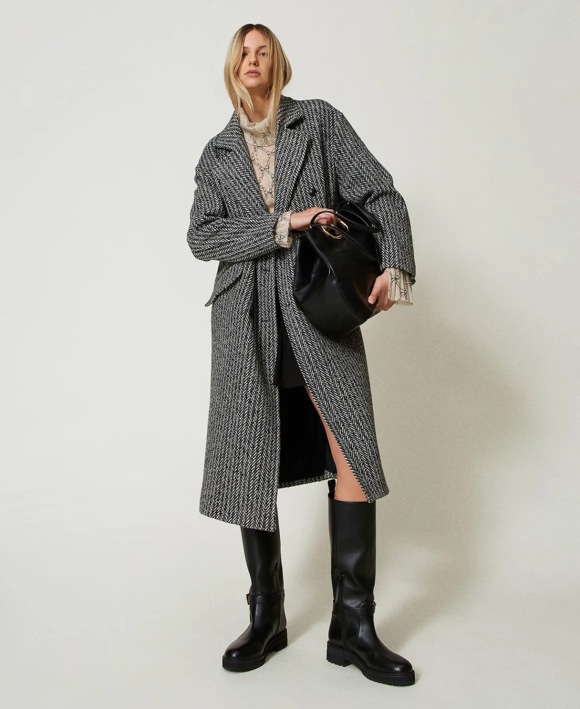 TWINSET Milano Cappotto In Misto Lana Gessato | Cappotti E Trench
