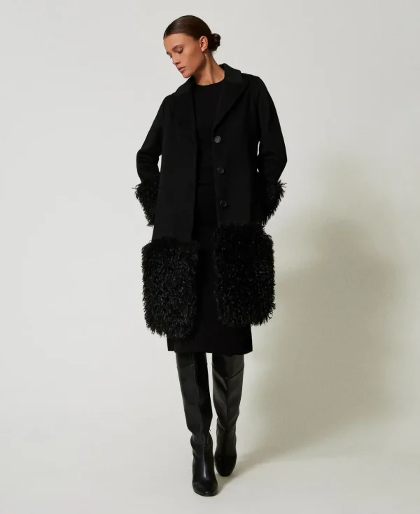 TWINSET Milano Cappotto In Panno Di Misto Lana E Faux Fur | Cappotti E Trench