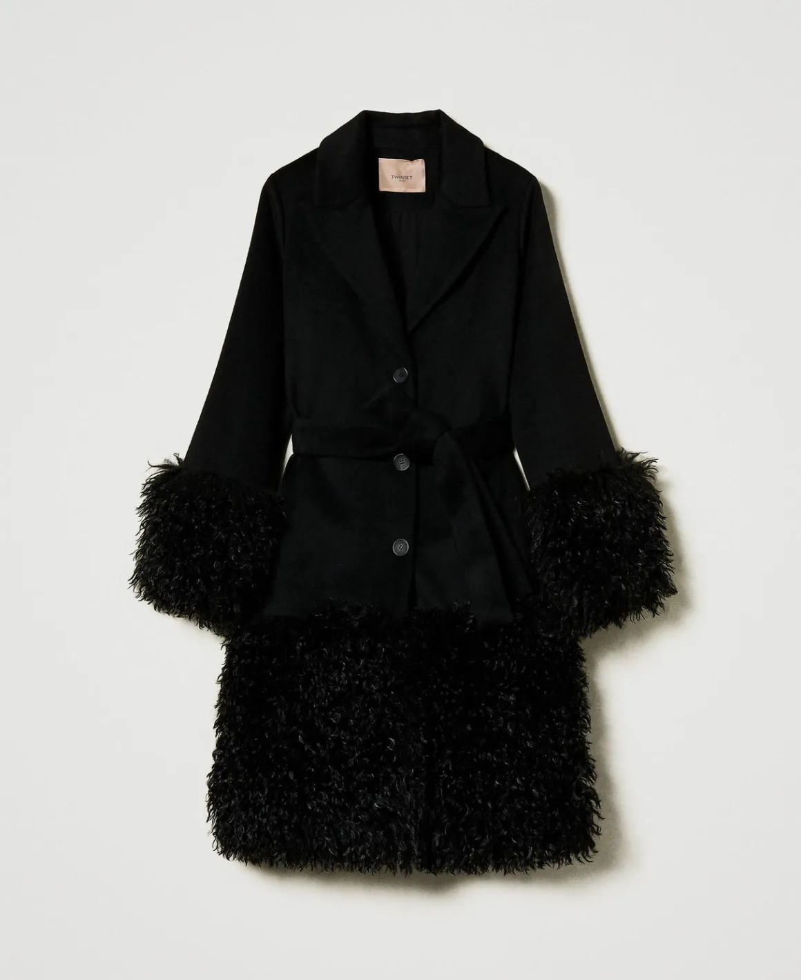 TWINSET Milano Cappotto In Panno Di Misto Lana E Faux Fur | Cappotti E Trench