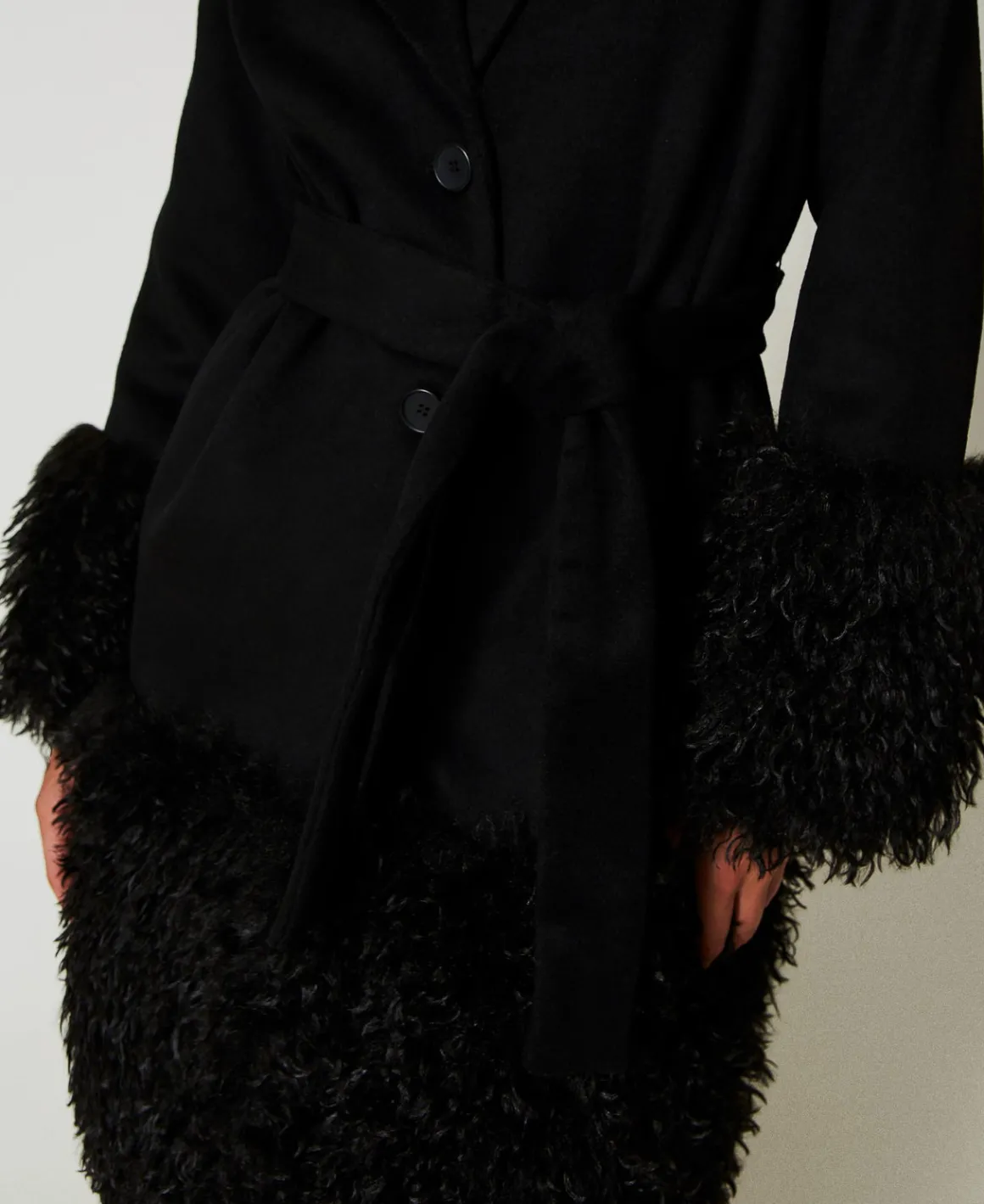TWINSET Milano Cappotto In Panno Di Misto Lana E Faux Fur | Cappotti E Trench