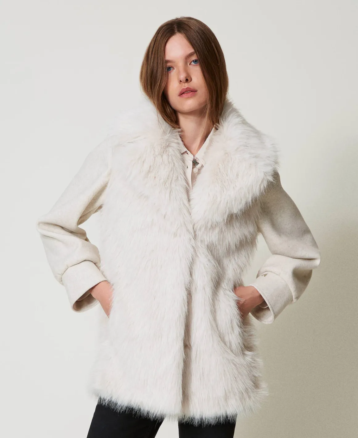 TWINSET Milano Cappotto In Panno E Faux Fur | Cappotti E Trench
