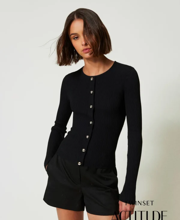 TWINSET Milano Cardigan A Costine Con Borchie | Maglie E Cardigan