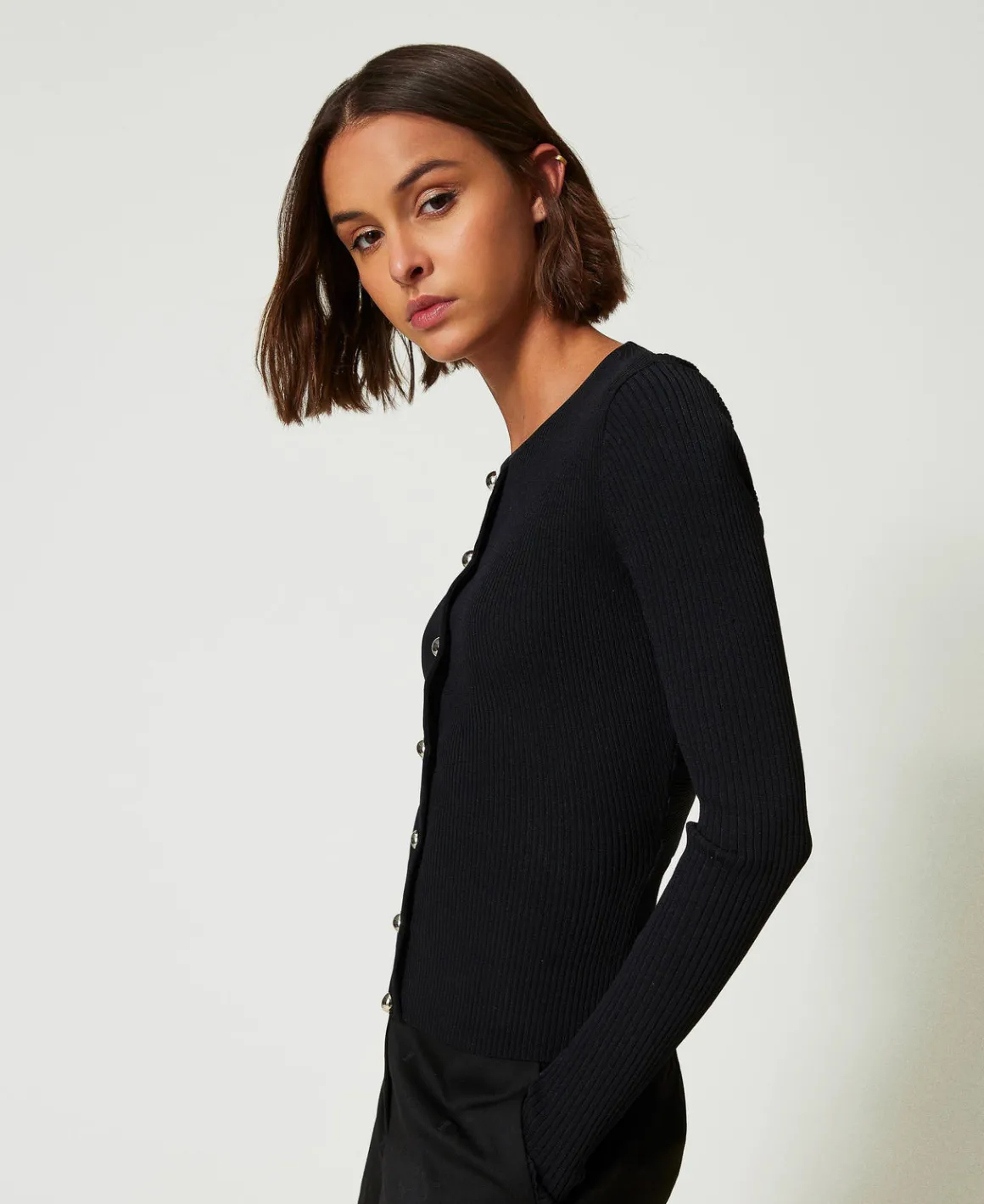 TWINSET Milano Cardigan A Costine Con Borchie | Maglie E Cardigan