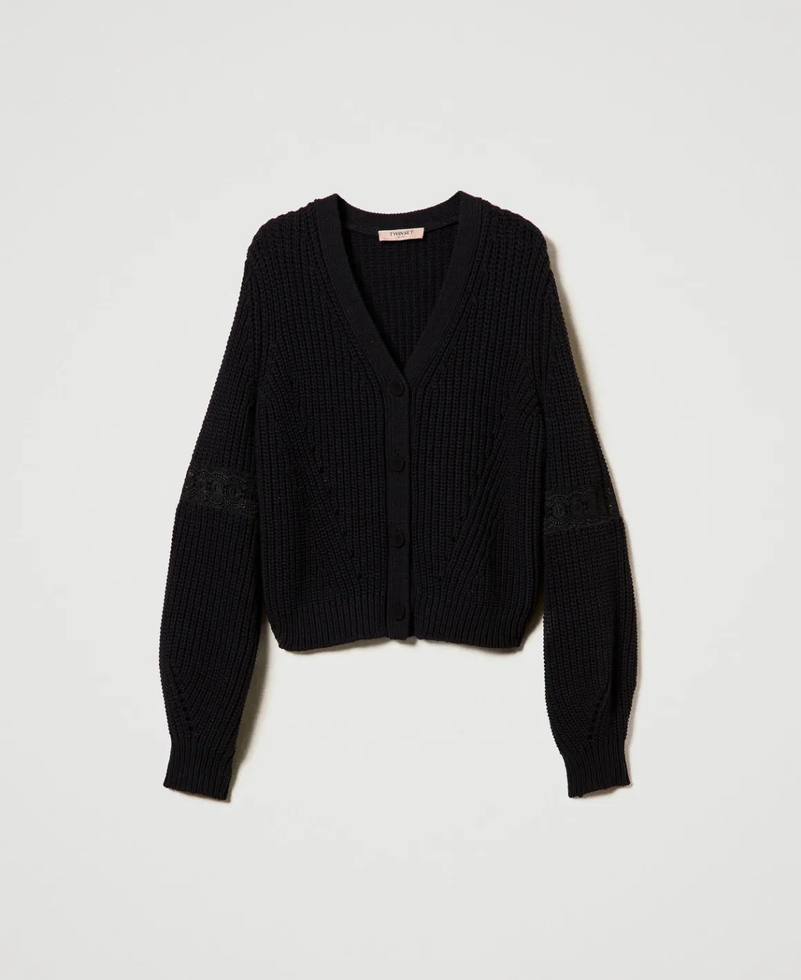 TWINSET Milano Cardigan A Costine Con Pizzo | Maglie E Cardigan