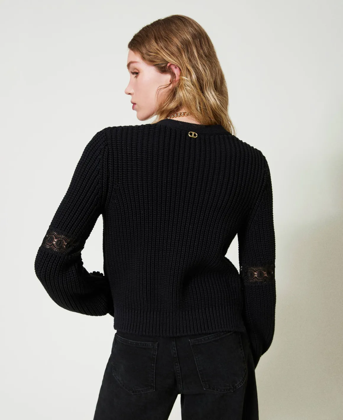 TWINSET Milano Cardigan A Costine Con Pizzo | Maglie E Cardigan