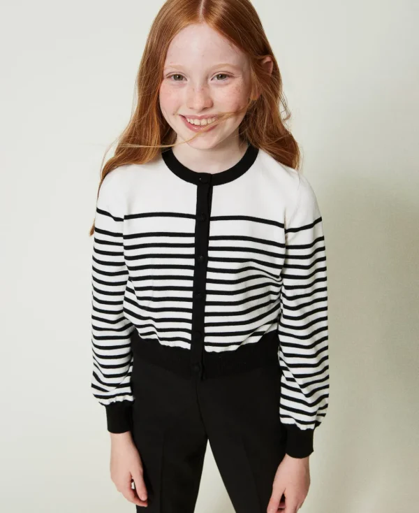 TWINSET Milano Cardigan A Righe Con Logo Jacquard | Maglie E Cardigan