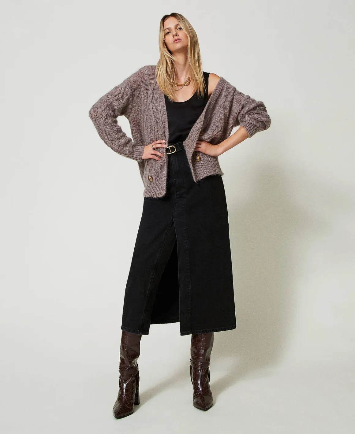 TWINSET Milano Cardigan Doppiopetto In Misto Mohair | Maglie E Cardigan