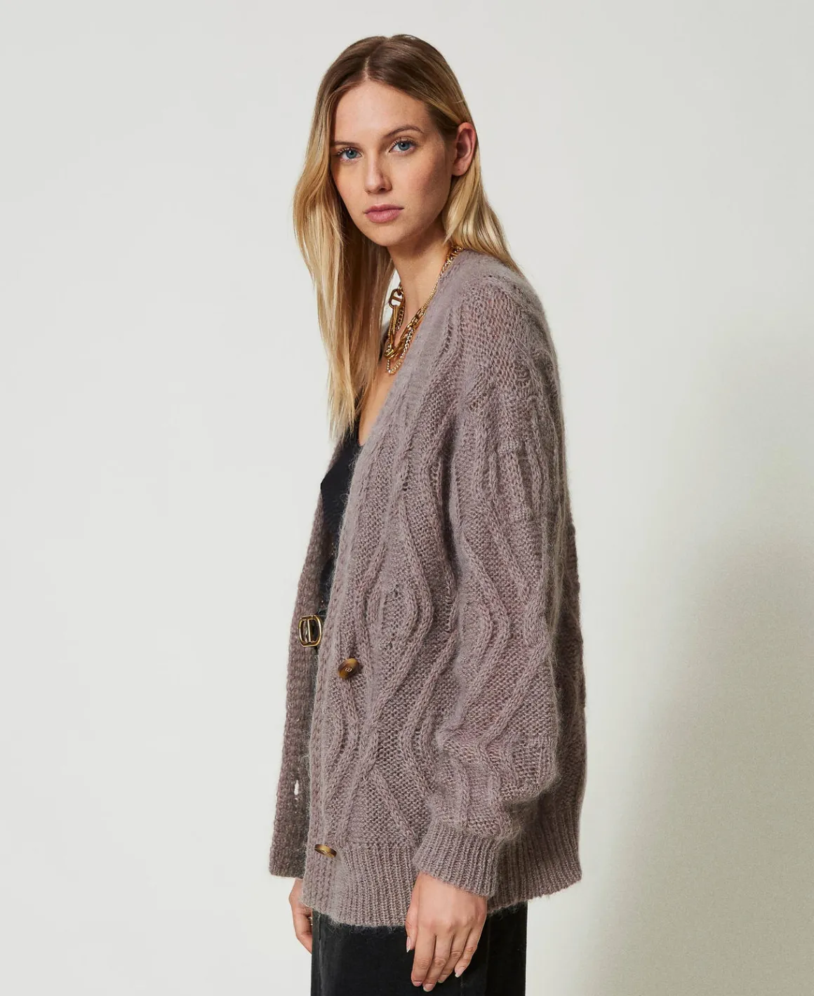 TWINSET Milano Cardigan Doppiopetto In Misto Mohair | Maglie E Cardigan